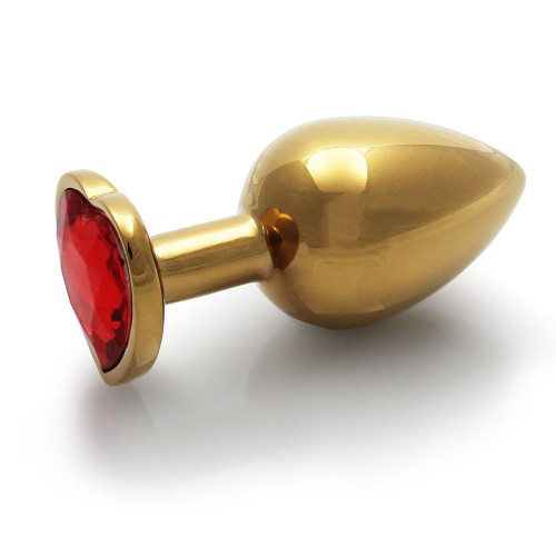 Plug Anal Heart Gem Medium Ouch! Oro/Ruby Rojo